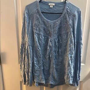 Sundance Denim Blue Relaxed Ruffled Blouse
